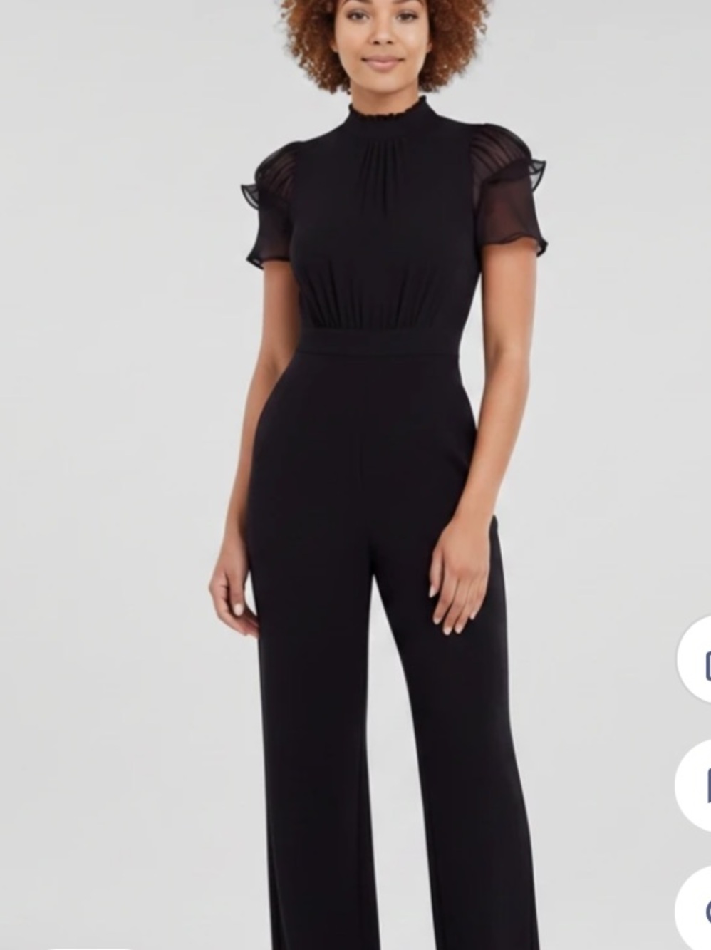 Vince Camuto Black Sheer-Sleeve High-Neck Jumpsuit